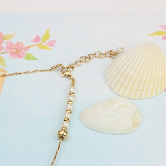 Elegant Rose Gold Beaded Necklace with Pearl & Adjustable Length, XPNL0288 - Picture 4 of 12